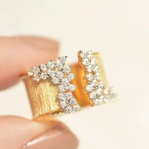 Golden Ring Female Zircon Cocktail Party Ring 18K Gold Plated for Women